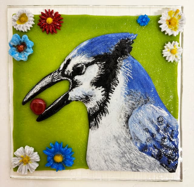 An Introduction to Modeling Glass, Blue Jay with Blossoms, Flower ...